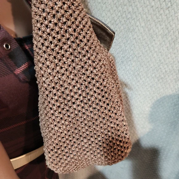 Plinio Visona Brown Straw Woven Shoulder Crossbody Bag. - Picture 6 of 16